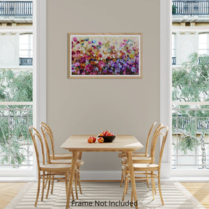 Violet Wildflowers – Expressive Abstract Floral Landscape with Iridescent Gold