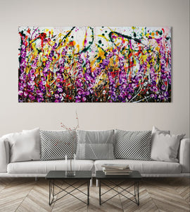 野性花卉（双联画）- 抽象表现主义花卉风景
