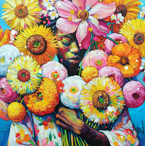 花卉画贊 花童- 大胆的花卉肖像，色彩鲜艳– Angie Wright Art