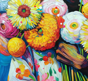 花童- 大胆的花卉肖像，色彩鲜艳– Angie Wright Art