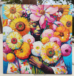 花童- 大胆的花卉肖像，色彩鲜艳– Angie Wright Art