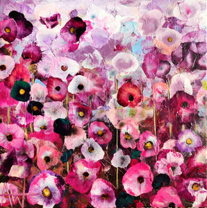 Crimson Blooms - Vibrant Floral Landscape