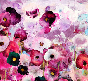 Crimson Blooms - Vibrant Floral Landscape