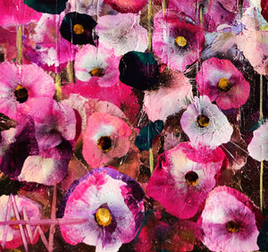 Crimson Blooms - Vibrant Floral Landscape