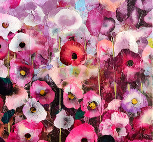 Crimson Blooms - Vibrant Floral Landscape