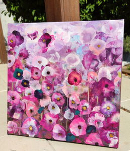 Crimson Blooms - Vibrant Floral Landscape