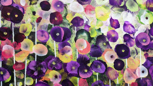 Garden Reverie – Abstract Floral Painting in Green and Violet