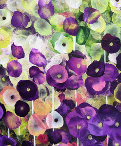 Garden Reverie – Abstract Floral Painting in Green and Violet
