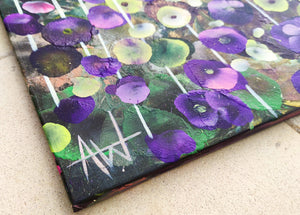 Garden Reverie – Abstract Floral Painting in Green and Violet