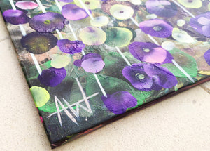 Garden Reverie – Abstract Floral Painting in Green and Violet