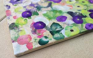 Garden Reverie – Abstract Floral Painting in Green and Violet