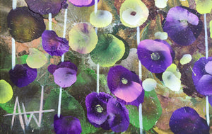 Garden Reverie – Abstract Floral Painting in Green and Violet