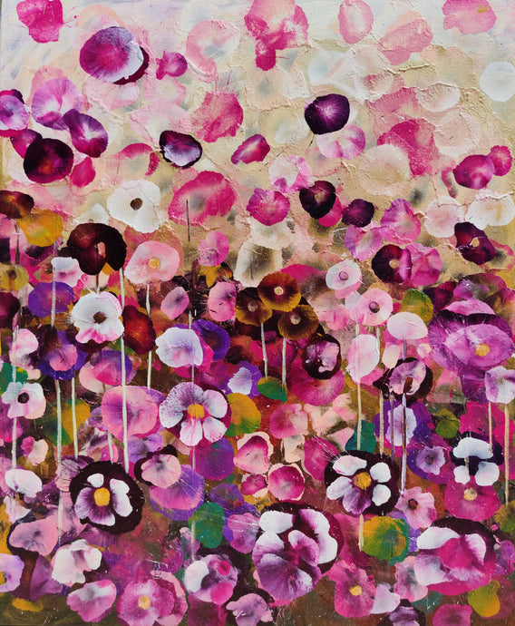 Garden Rhapsody #1 - Expressive Abstract Floral Landscape