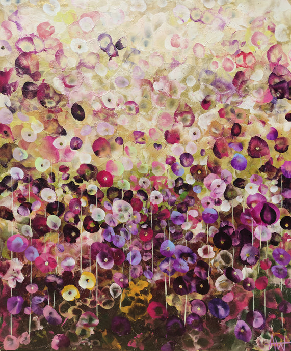 Garden Whispers - Large Textured Floral Abstract Landscape