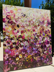 Garden Whispers - Large Textured Floral Abstract Landscape