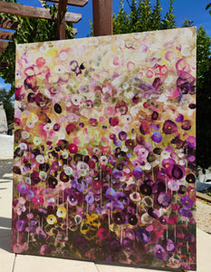 Garden Whispers - Large Textured Floral Abstract Landscape