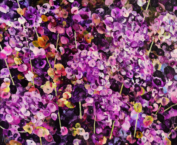 Violet Rhapsody - 紫色调充满活力的抽象花卉画