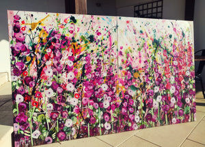 Petal Hullabaloo – Large Expressionist Floral Painting