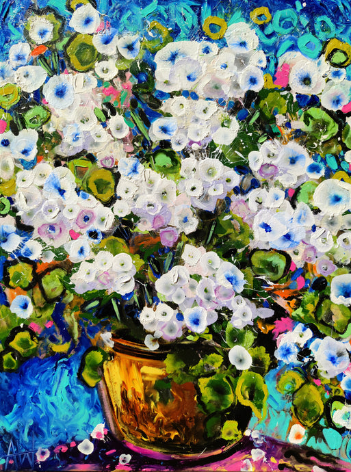 天竺葵之悦 - 抽象白色花卉艺术作品
