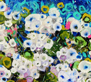 天竺葵之悦 - 抽象白色花卉艺术作品