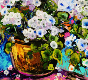 天竺葵之悦 - 抽象白色花卉艺术作品