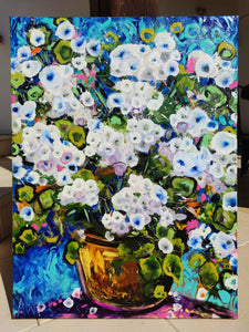 天竺葵之悦 - 抽象白色花卉艺术作品