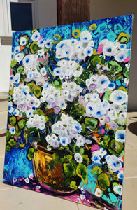 天竺葵之悦 - 抽象白色花卉艺术作品