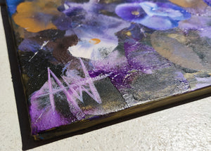 Indigo Bloomscape – Abstract Floral Painting with Gold Accents