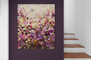 Garden Whispers - Large Textured Floral Abstract Landscape