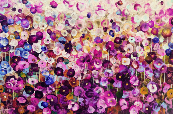 Petals on a Spring Zephyr – Abstract Floral Oil Landscape