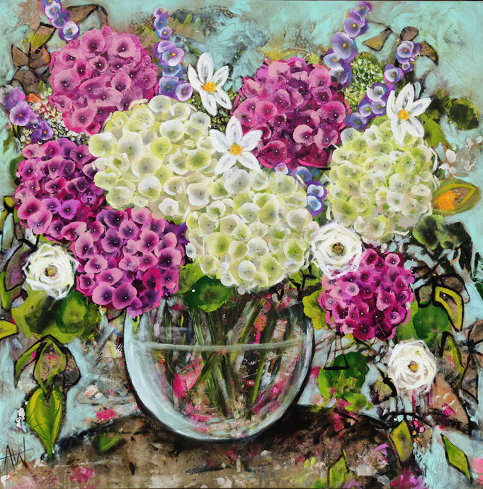 Pink and White Hydrangea Blooms