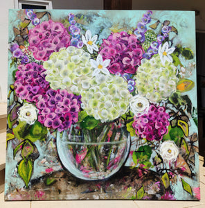 Pink and White Hydrangea Blooms