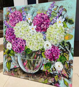 Pink and White Hydrangea Blooms
