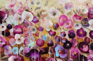 Sweet Pea Dreams – Abstract Floral Oil Painting with Iridescent Gold