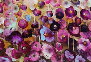 Sweet Pea Dreams – Abstract Floral Oil Painting with Iridescent Gold