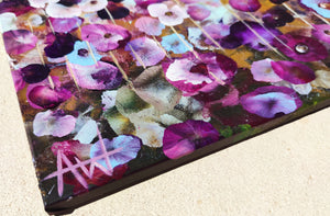 Sweet Pea Dreams – Abstract Floral Oil Painting with Iridescent Gold