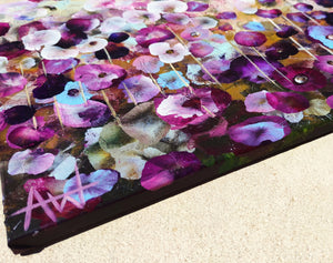 Sweet Pea Dreams – Abstract Floral Oil Painting with Iridescent Gold