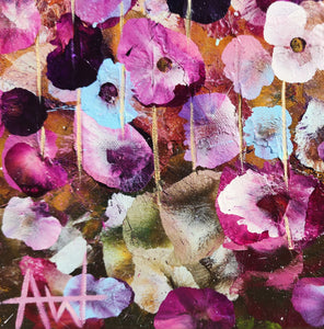 Sweet Pea Dreams – Abstract Floral Oil Painting with Iridescent Gold