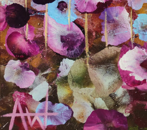 Sweet Pea Dreams – Abstract Floral Oil Painting with Iridescent Gold