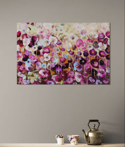 Sweet Pea Dreams – Abstract Floral Oil Painting with Iridescent Gold