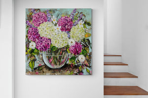 Pink and White Hydrangea Blooms