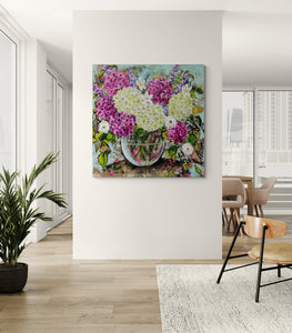 Pink and White Hydrangea Blooms