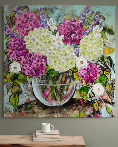 Pink and White Hydrangea Blooms