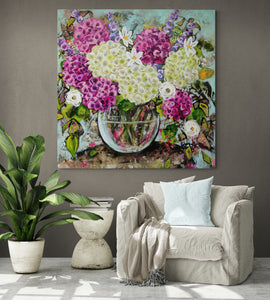 Pink and White Hydrangea Blooms