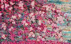 Fiori di ciliegio sull'acqua - Grande dipinto (Dittico)