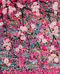 水上の桜-大きな絵（ディプティク）