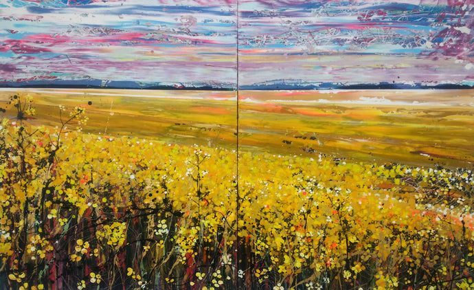 Fields of Gold - Large painting on two panels