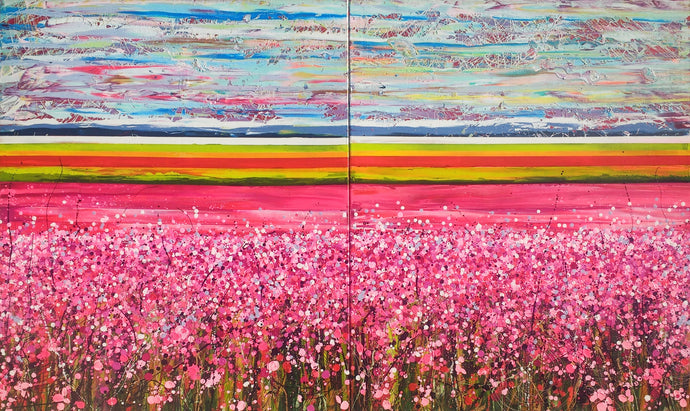 Fields of Joy - Large painting on two panels