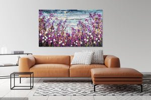 The Lavender Fields - Very large painting (Diptych)