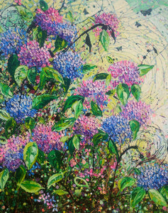 Sweet Wild Hydrangea - Large painting on two panels